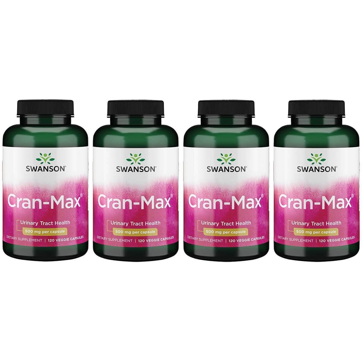 Swanson Cran-Max 500 mg bottle front with capsules supporting urinary tract function