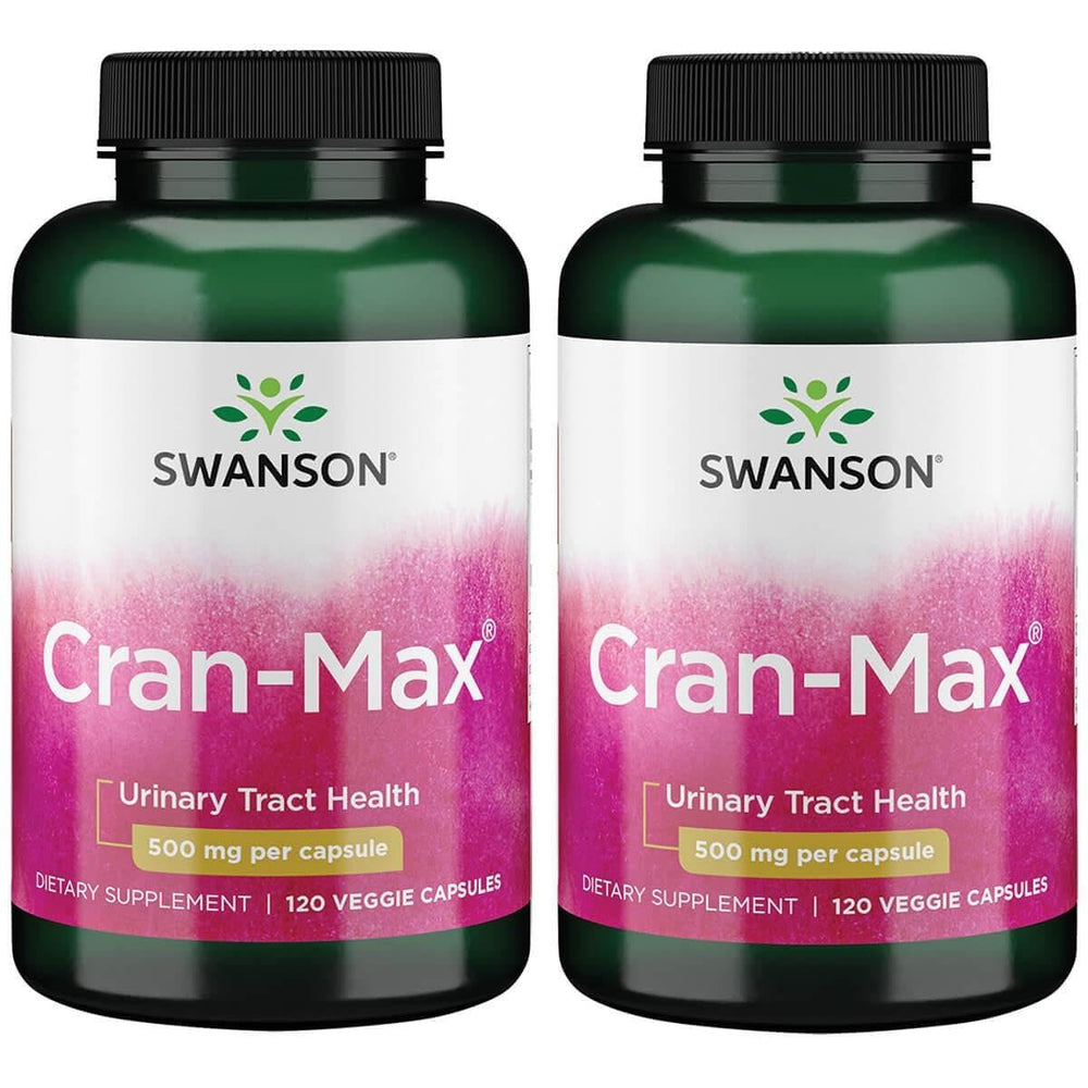 Swanson Cran-Max vegan capsules bottle for daily urinary health support.
