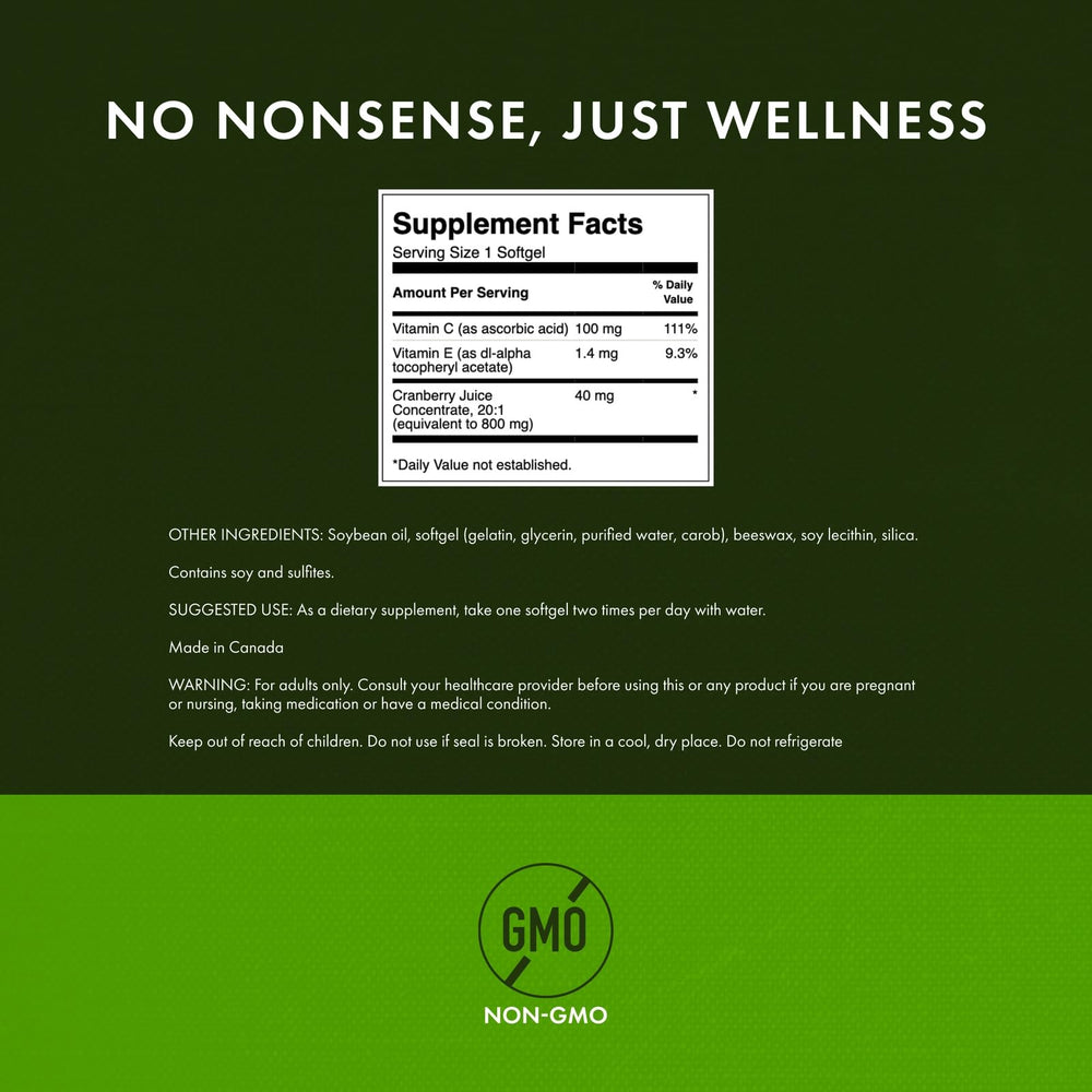 Swanson Cranberry softgels close-up showing capsules and antioxidants