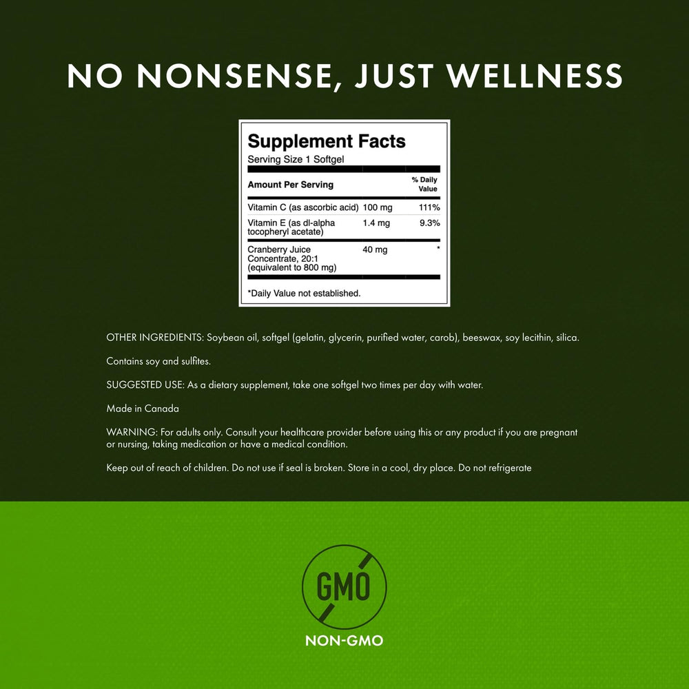 Swanson Cranberry softgels illustrating kidney function support
