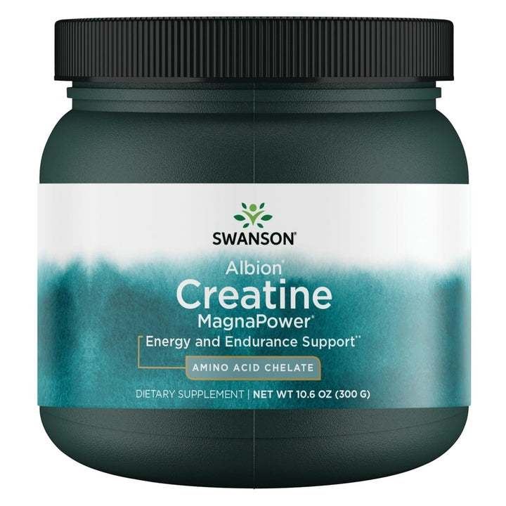 Swanson Creatine MagnaPower bottle label, vegan and non-GMO for clean performance.