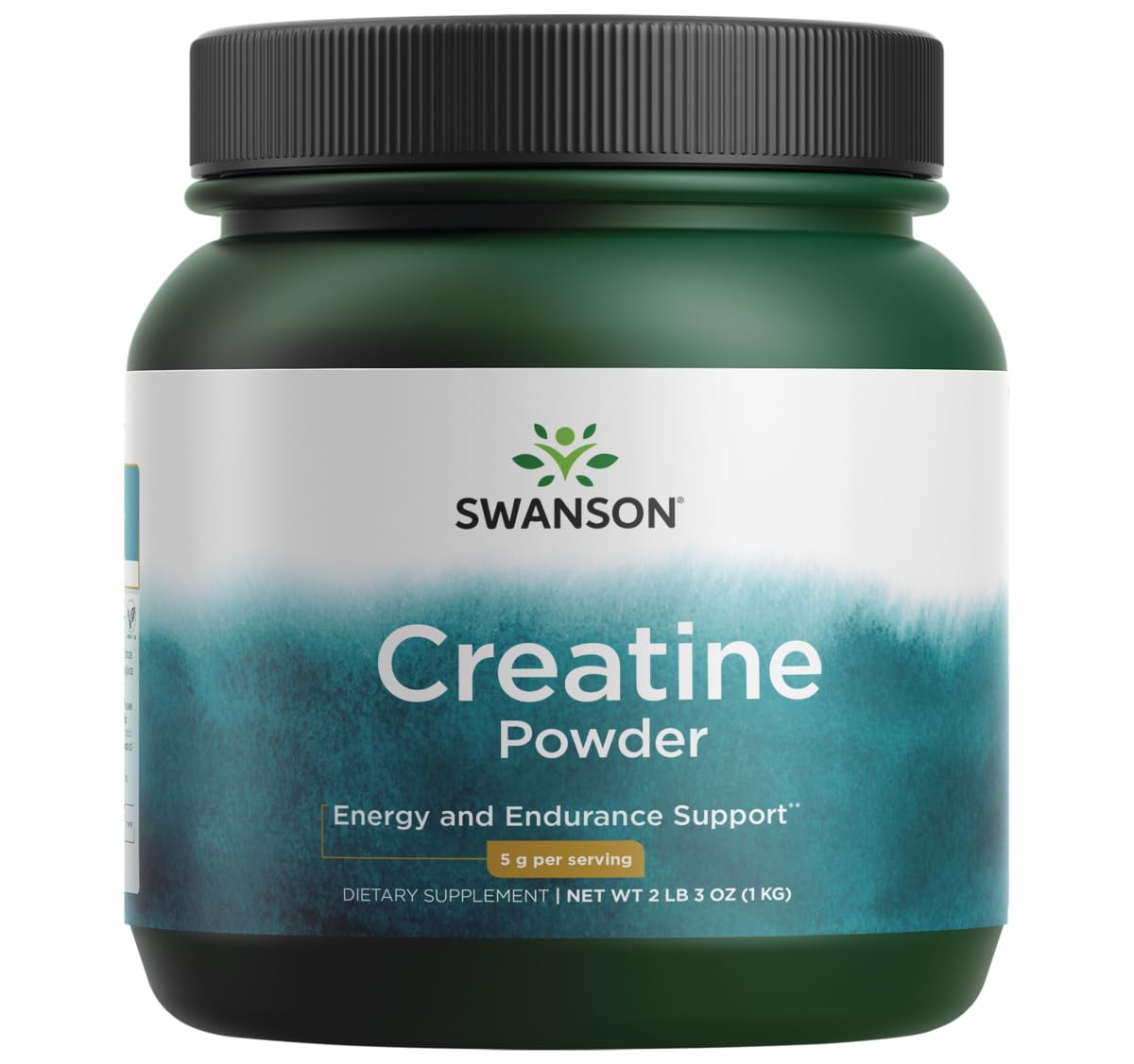 Swanson Creatine Monohydrate bottle front view for workouts and muscle endurance.