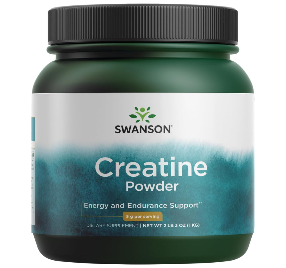 Swanson Creatine Monohydrate bottle front view for workouts and muscle endurance.