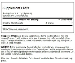 Swanson Creatine Monohydrate scoop with powder ideal for quick pre-workout mixing.