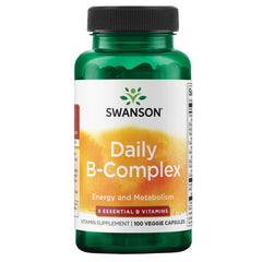 Swanson Daily B-Complex 100 Veg Caps bottle aids daily energy and nervous system support.