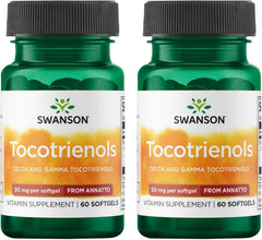 Swanson Deltagold Tocotrienols bottle showing annatto-derived formula for daily wellness.