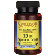 Swanson DHEA and Pregnenolone Complex bottle supports daily vitality in a vegetarian capsule.
