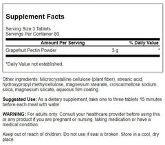 Swanson Diet Grapefruit Pectin 1000mg back label with nutrition details and fiber information
