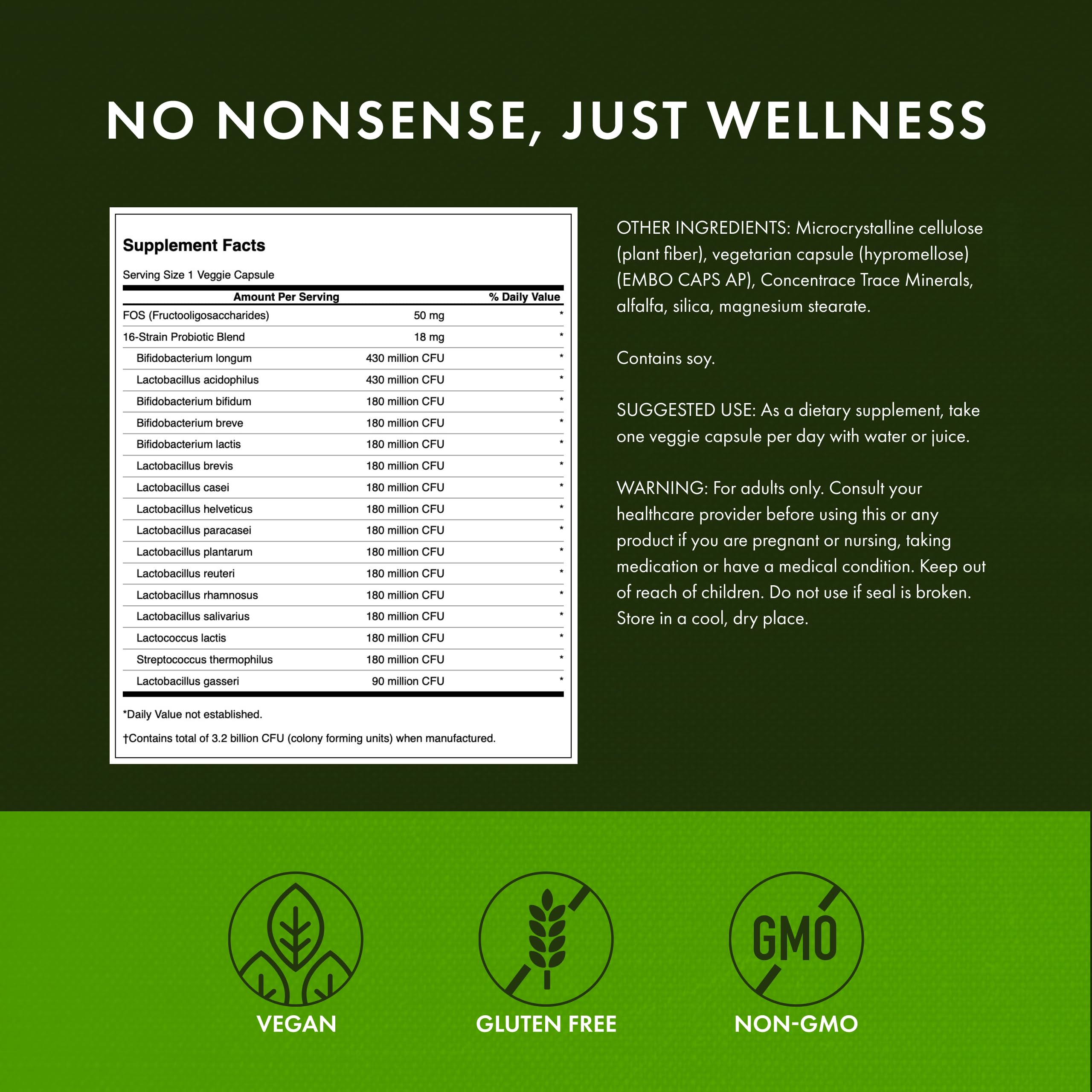 Swanson Dr. Stephen Langer Label-16-strain shows diverse gut-supporting blend.
