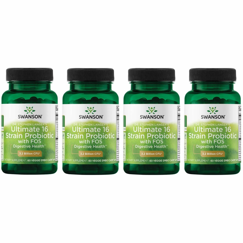 Swanson Dr. Langer probiotic bottle label shows 16 strains for digestive support