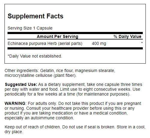 Swanson Echinacea 400 mg capsules close-up for daily immune support