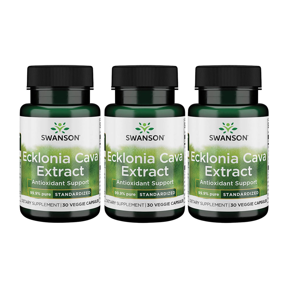 Swanson Ecklonia Cava Extract 3-pack bottle with daily antioxidant support.