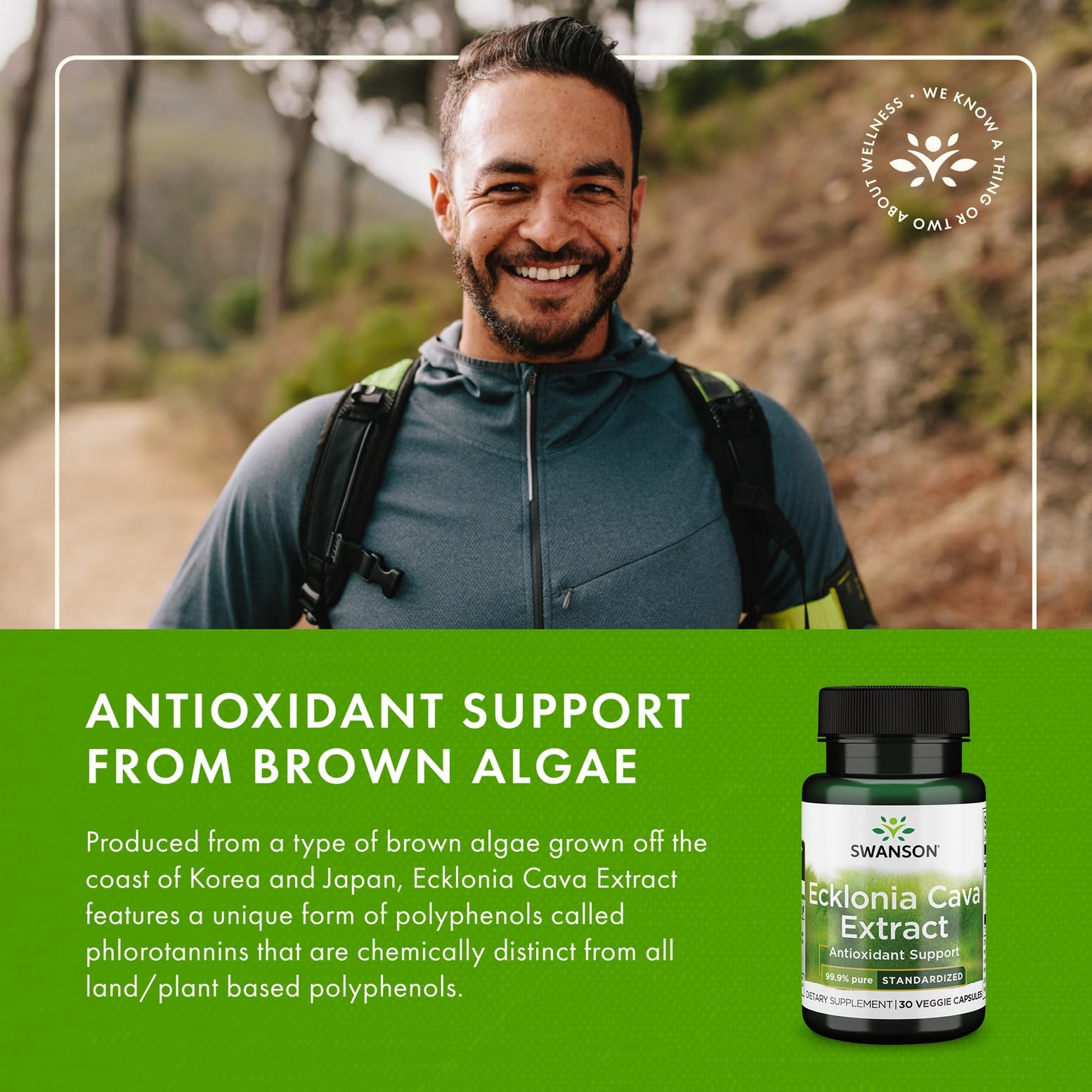 Graphic showing antioxidant benefits associated with Swanson Ecklonia Cava Extract.