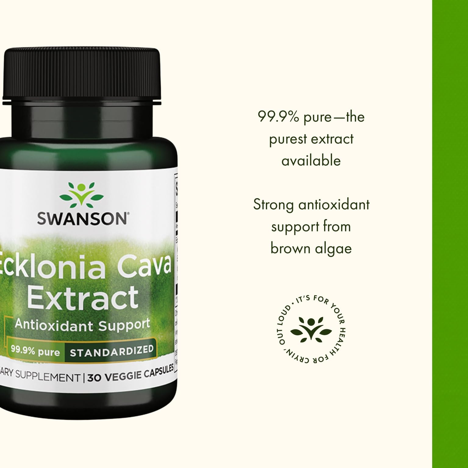 Swanson Ecklonia Cava Extract label detailing purity and potency.