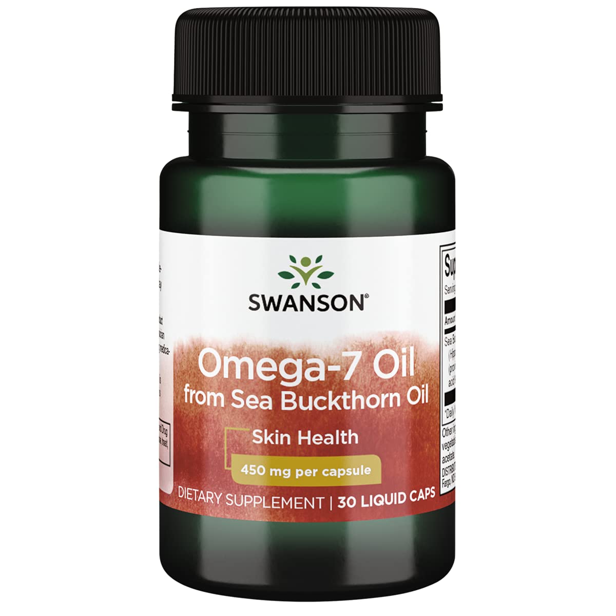 Swanson EFA Omega-7 Oil bottle front with non-GMO formula for skin and hair support.