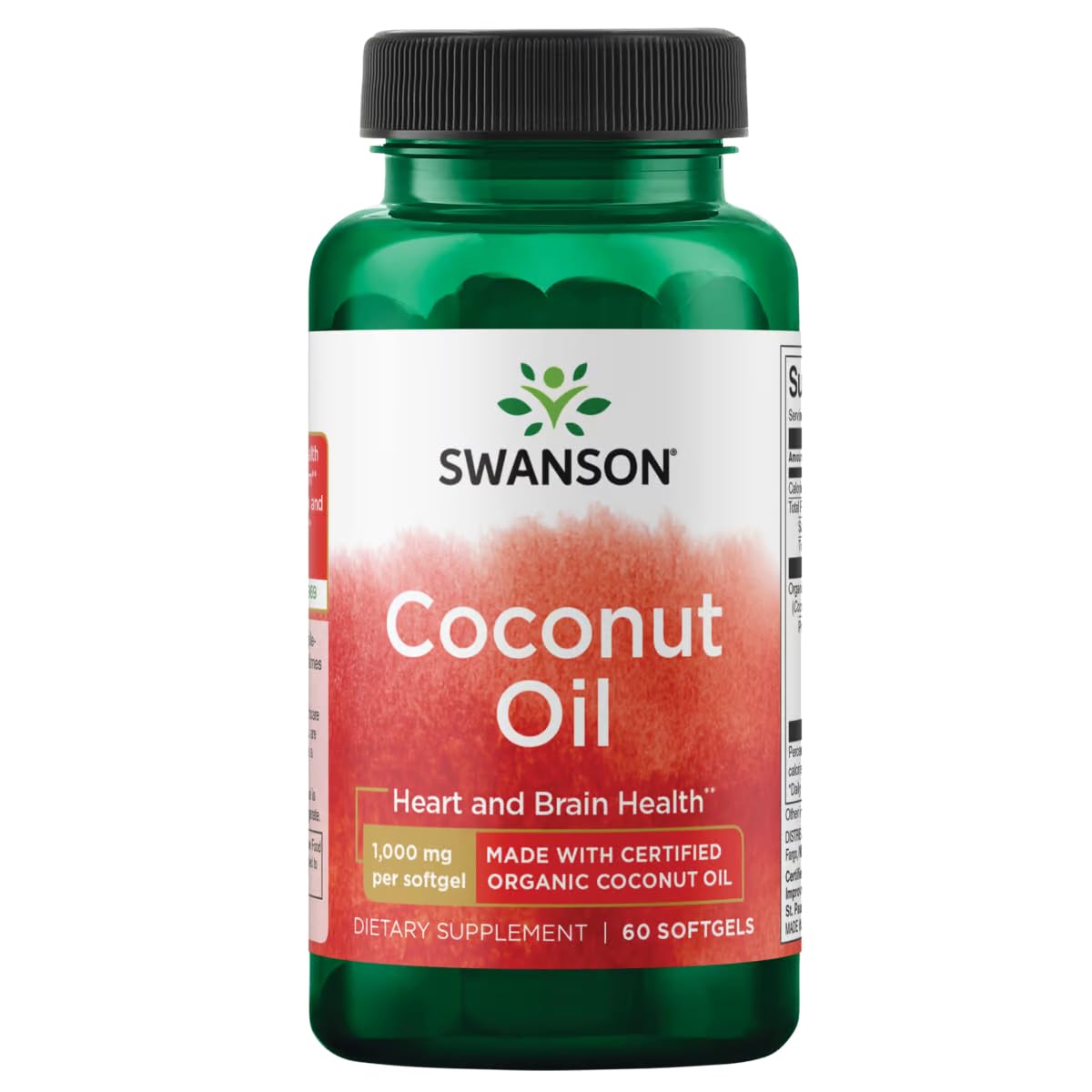 Swanson EFAs Coconut Oil softgels in bottle for daily use