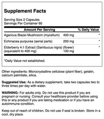 Swanson elderberry-agaricus-echinacea capsules support daily immune health.