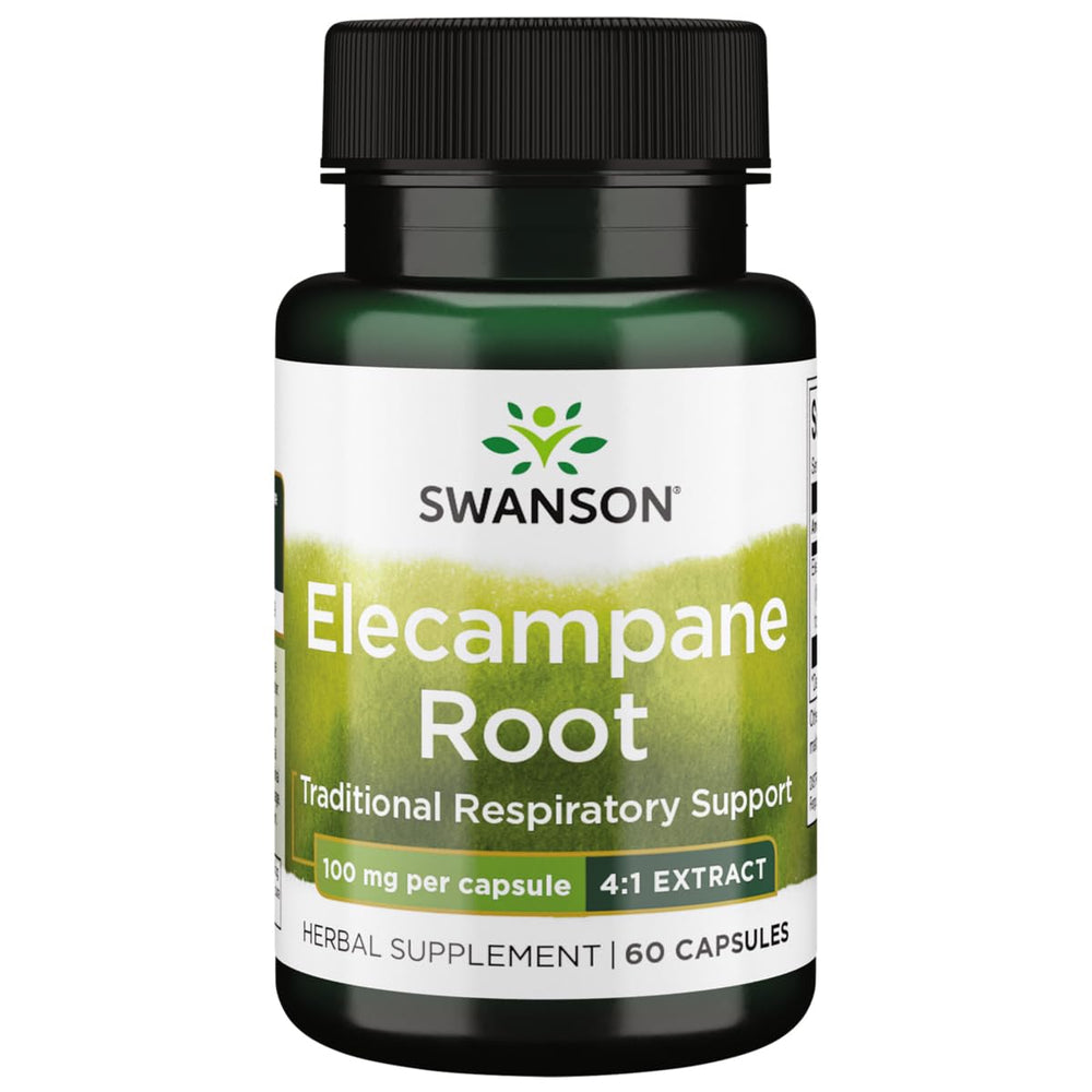 Swanson elecampane root bottle, 100 mg capsules, full spectrum 4:1 for daily wellness