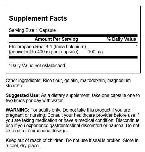Swanson elecampane root capsules, 100 mg each, for daily use
