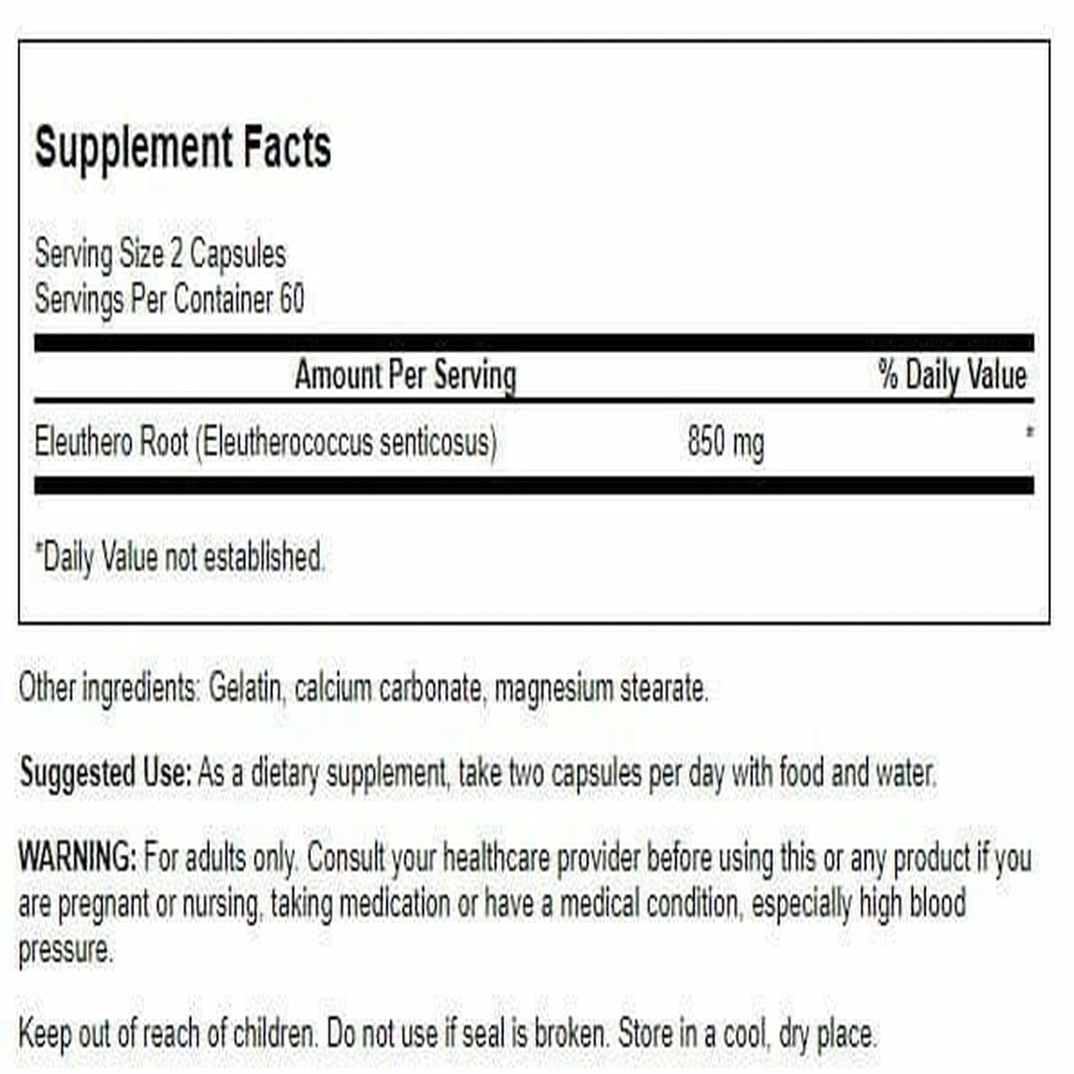 Swanson Eleuthero capsules close-up highlights easy-to-swallow design.