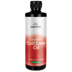 Swanson Emulsified Cod Liver Oil Mint bottle for convenient daily omega-3 supplementation.