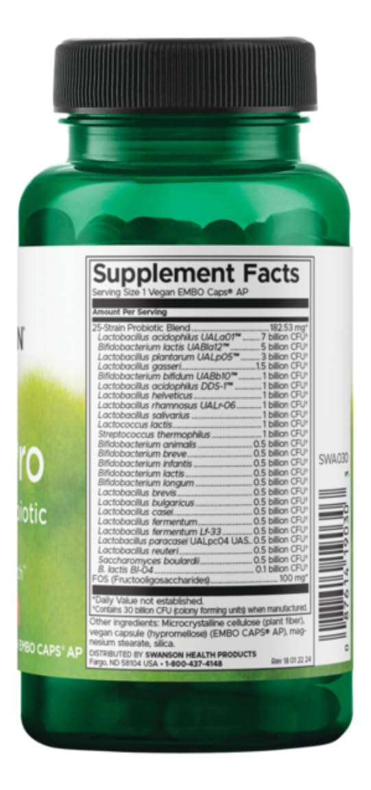 Swanson Epic-Pro probiotic bottle pour demonstrates convenient daily dosing for immune health.