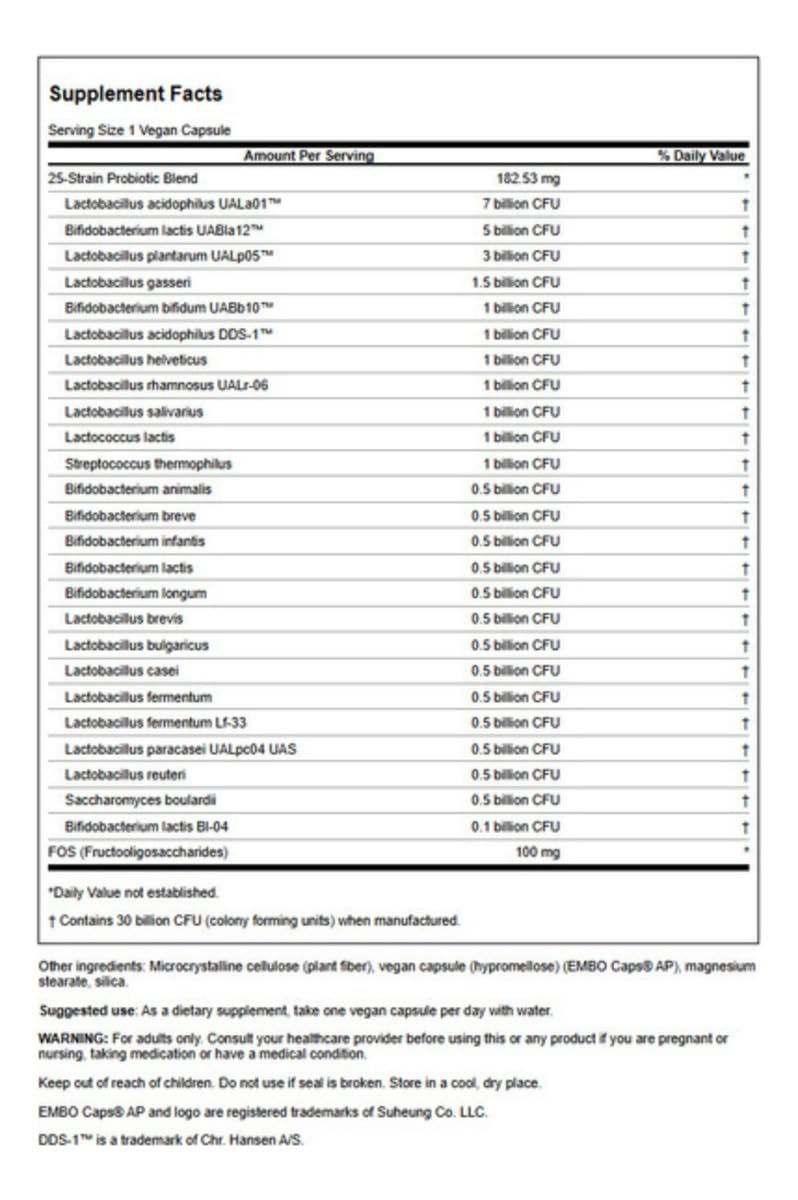 Swanson Epic-Pro packaging highlights Nutraflora FOS prebiotic inclusion for gut balance.