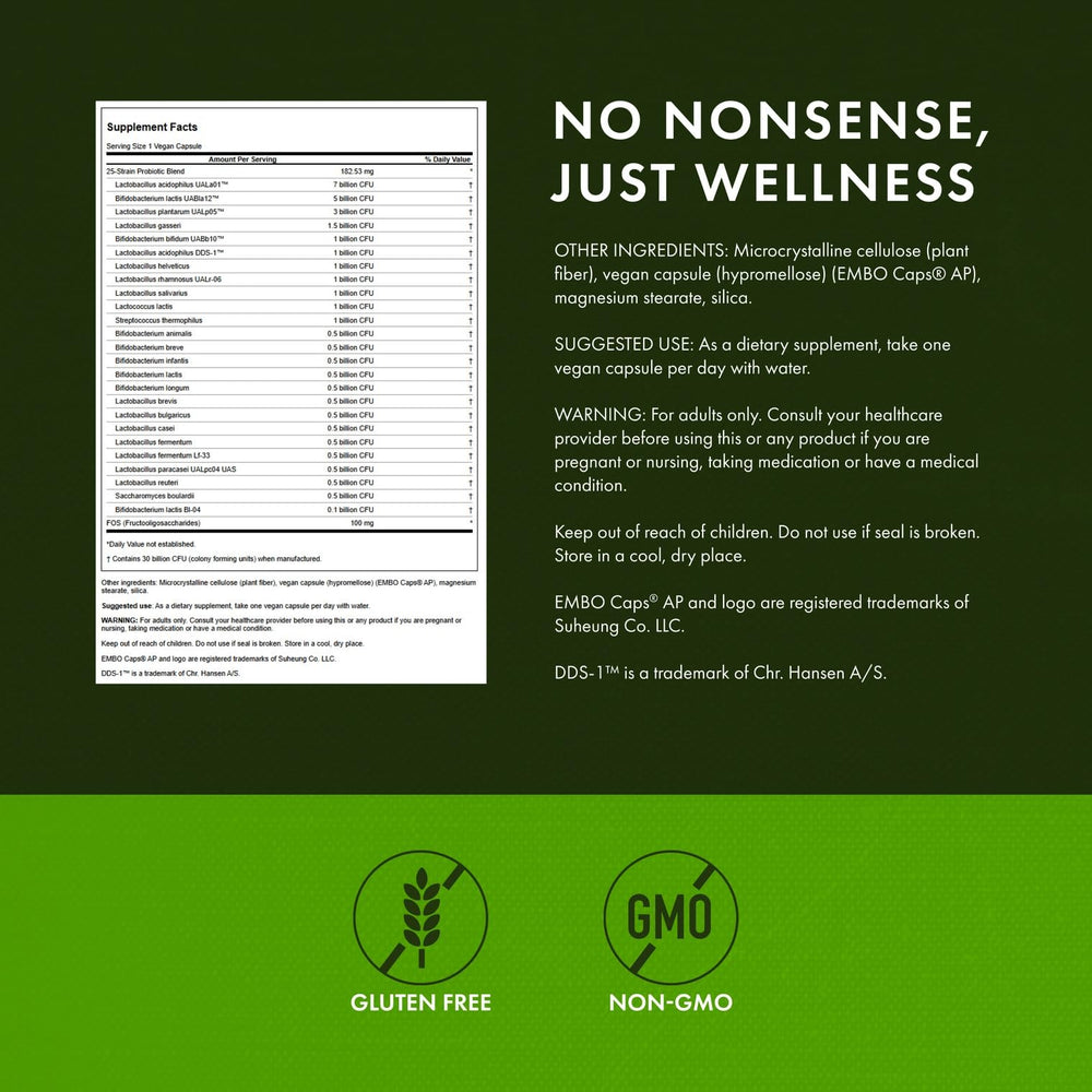 Swanson Epic-Pro label detail highlighting 25 strains and benefits