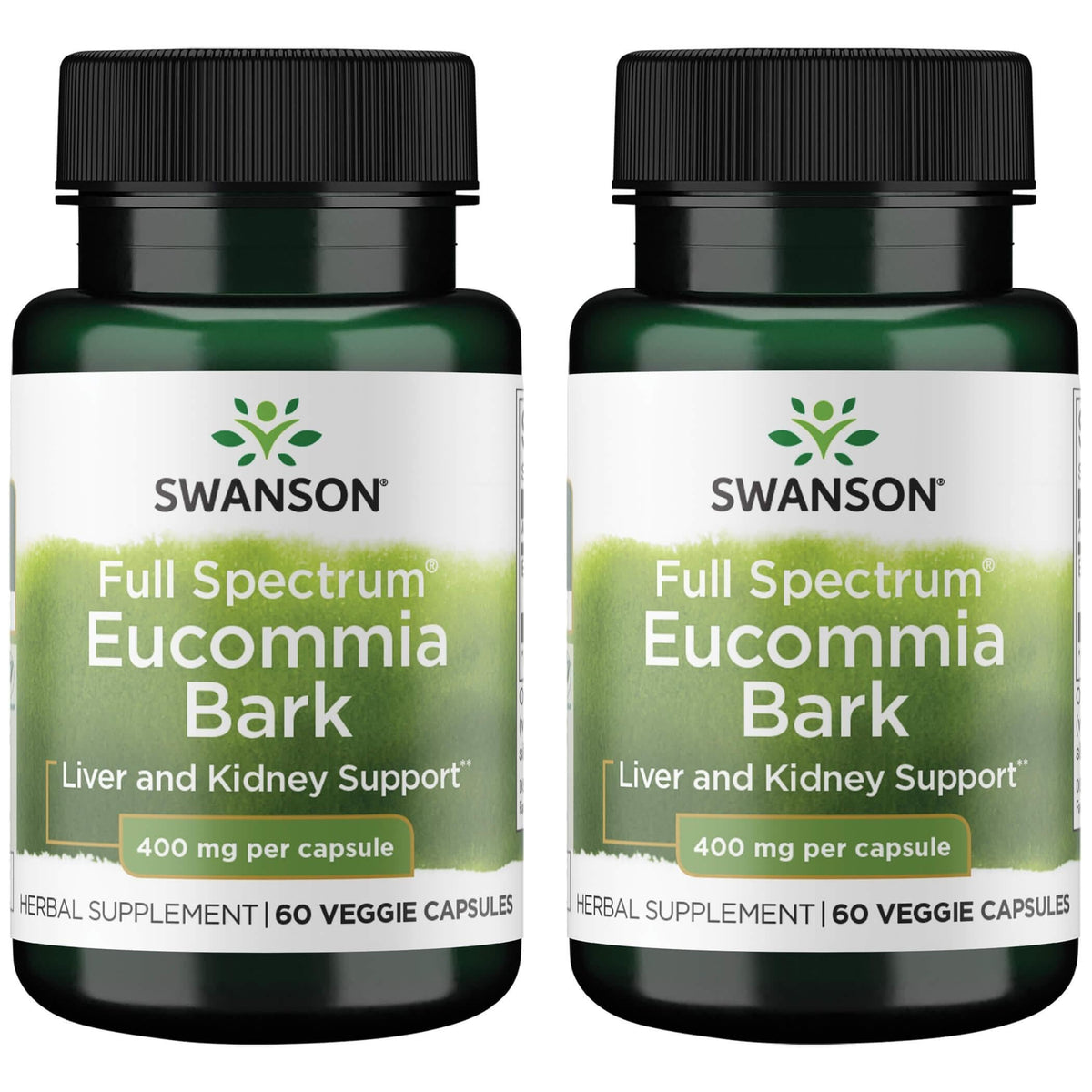 Swanson Eucommia Bark 400 mg bottle with 60 vegan capsules for daily vitality support.