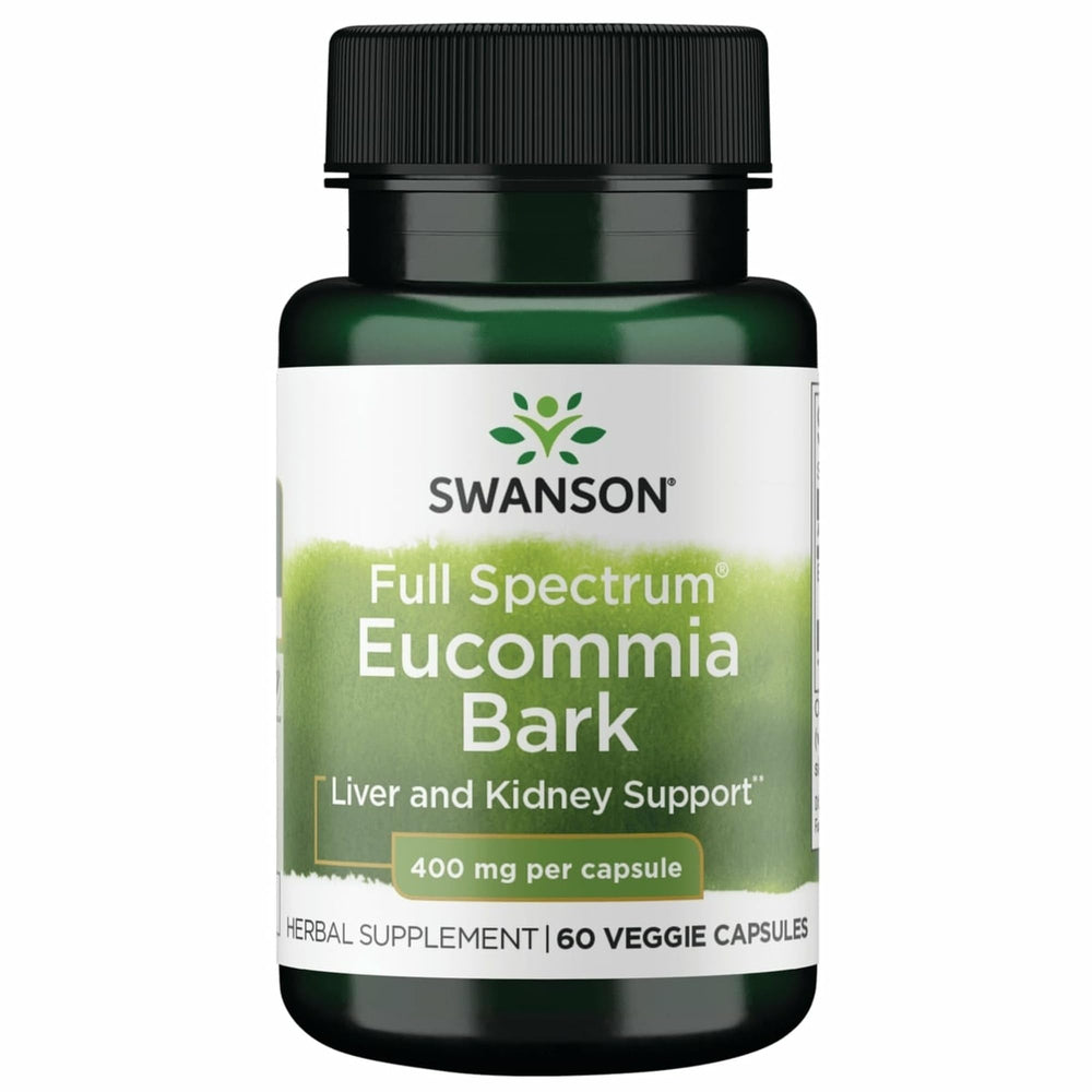 Swanson Eucommia Bark bottle with 60 vegan capsules for traditional herbal support.