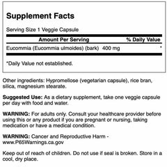 Close-up of Swanson Eucommia Bark capsules highlighting plant-based vitality option.