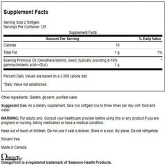 Close-up of Swanson Evening Primrose Oil capsules, supporting joint mobility.