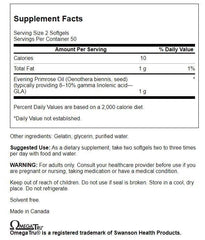 Swanson Evening Primrose Oil softgels closeup showing capsules for joints and elasticity.