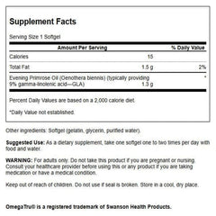 Swanson Evening Primrose Oil softgels on a clean surface for convenient daily use.