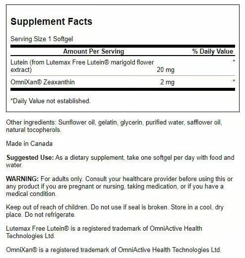 Swanson eye health softgels close-up highlighting blue light protection