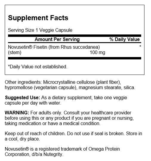 Swanson Fisetin bottle pour showing easy daily use for mindful focus