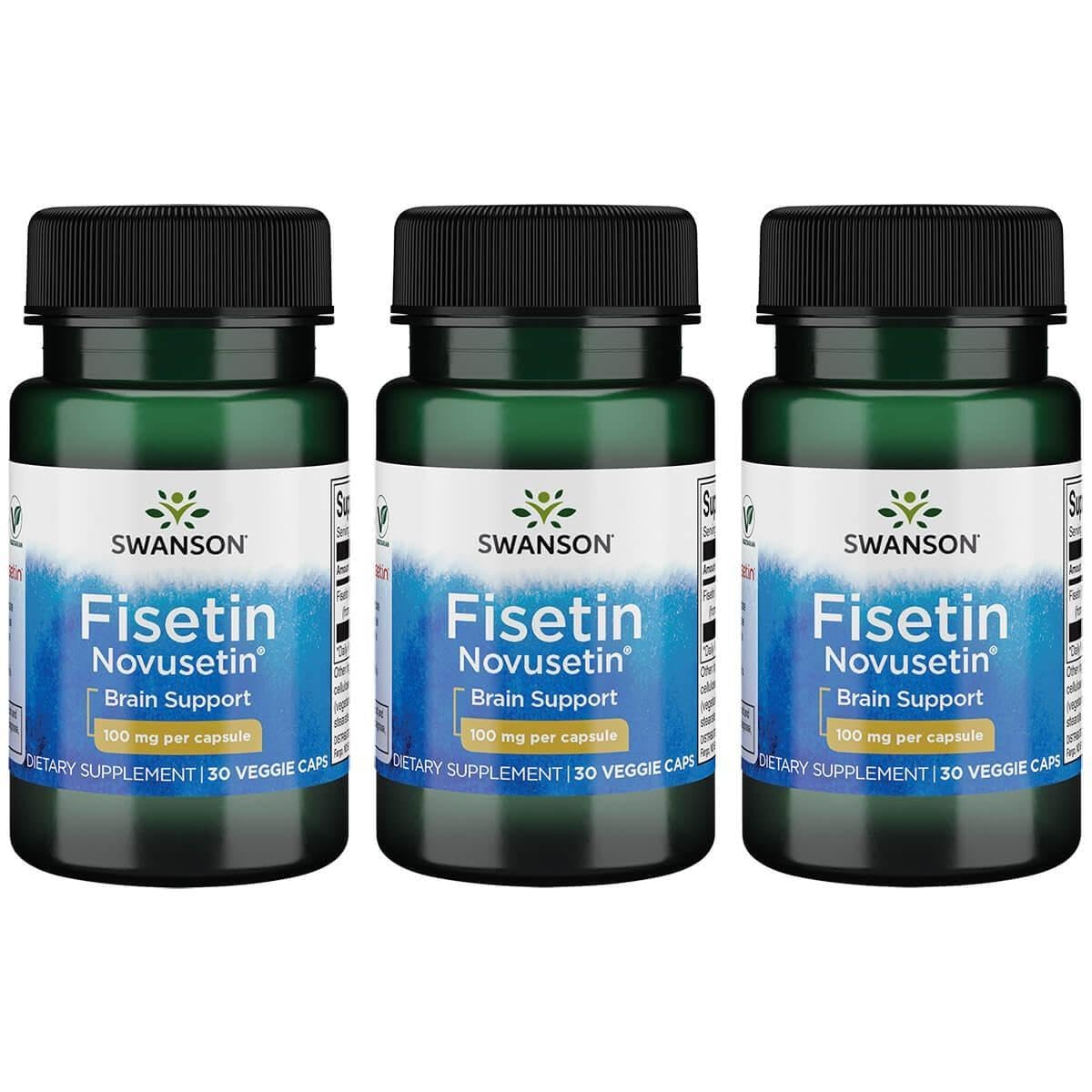 Swanson Fisetin bottle featuring Novusetin extract for cognitive support