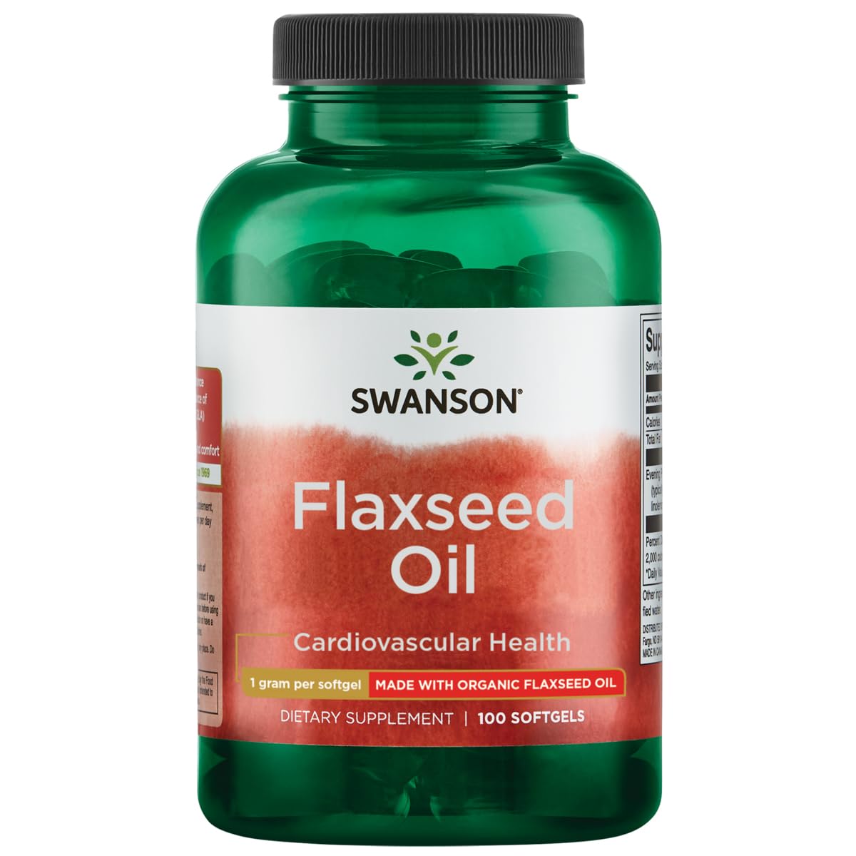 Swanson Flaxseed Oil Omegatru bottle front with 1000 mg softgels for omega-3 support