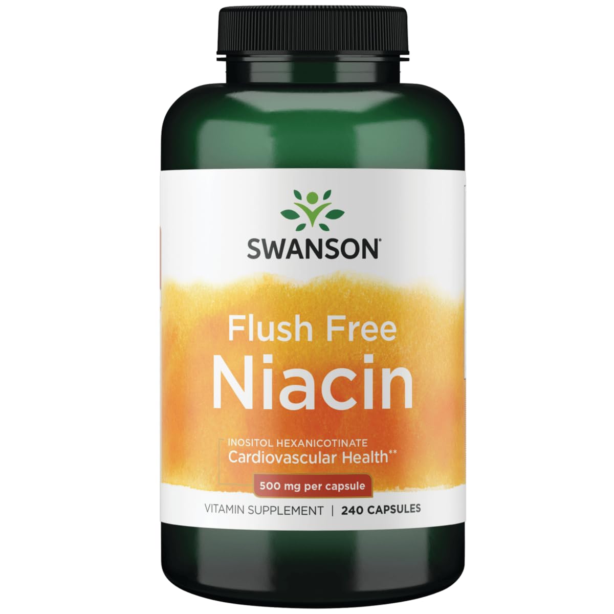 Swanson Flush Free Niacin 500 mg bottle pour for easy dosing without flushing.