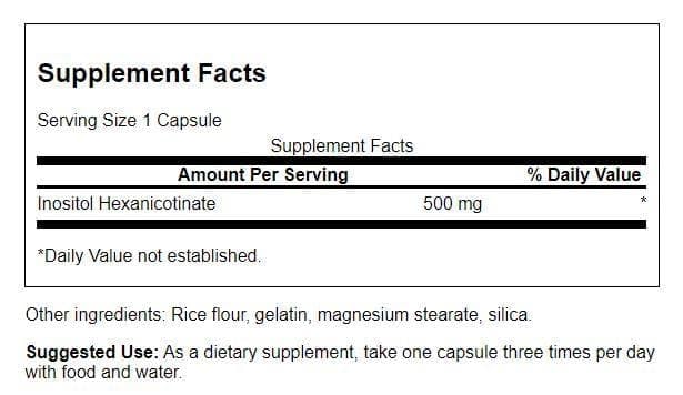 Swanson Flush Free Niacin 500 mg capsules close-up for daily, convenient supplementation.
