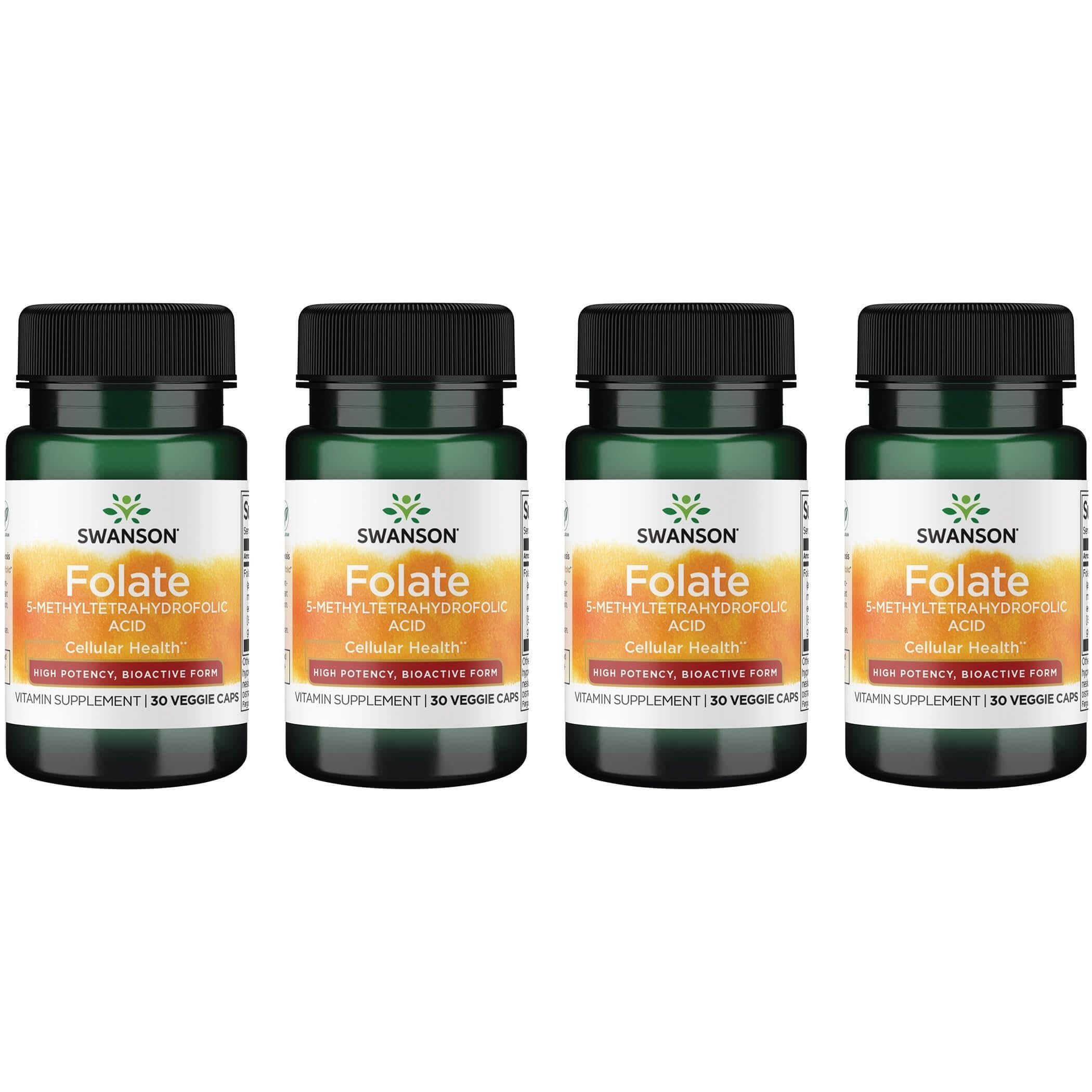 Swanson Folate 5-MTHF 800 mcg DFE vegan capsules for daily wellness.