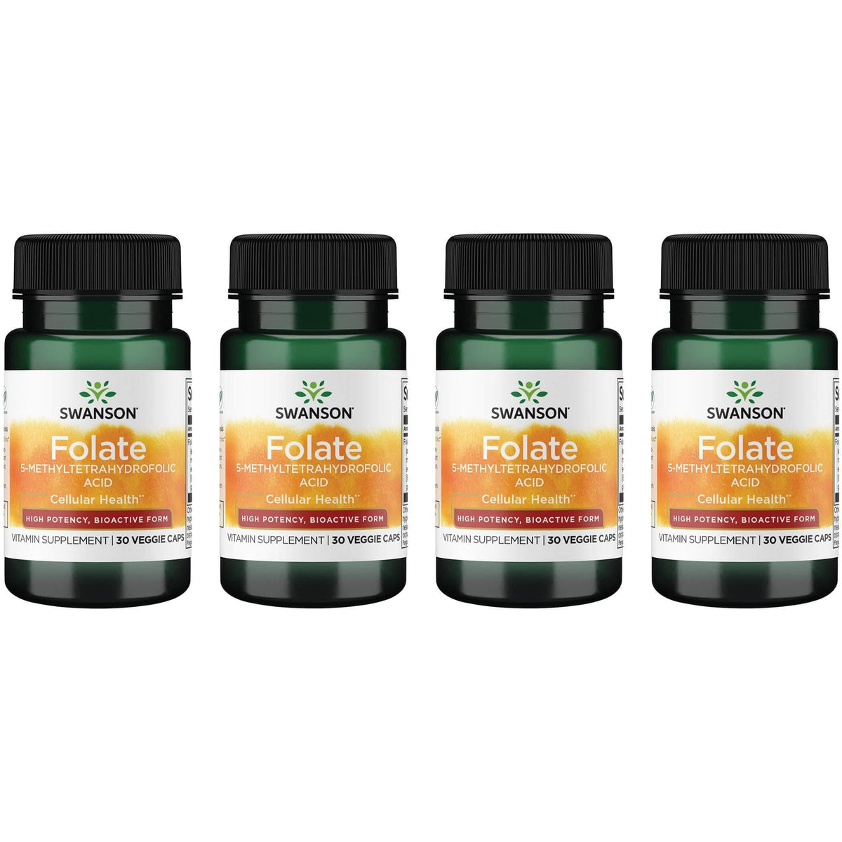 Swanson Folate 5-MTHF 800 mcg DFE vegan capsules for daily wellness.