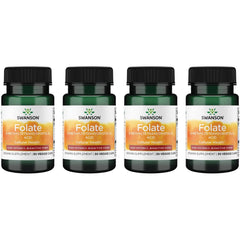 Swanson Folate 5-MTHF 800 mcg DFE vegan capsules for daily wellness.