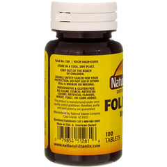 Swanson Folic Acid 1000 mcg bottle label showing gluten-free promise