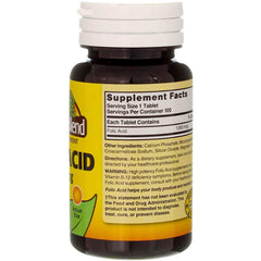 Swanson Folic Acid 1000 mcg tablets close-up, easy-to-swallow daily supplement