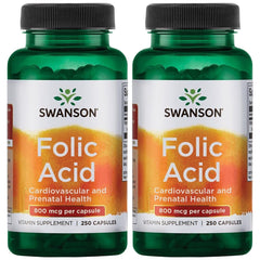 Swanson folic acid bottle with capsules supports healthy cell growth and red blood cell production