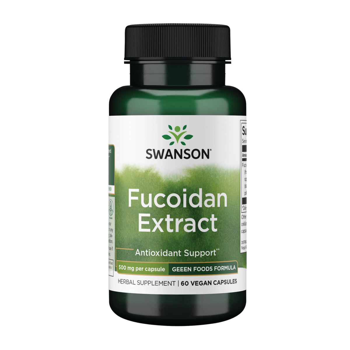 Swanson Fucoidan Extract bottle close-up signals immune support potential.