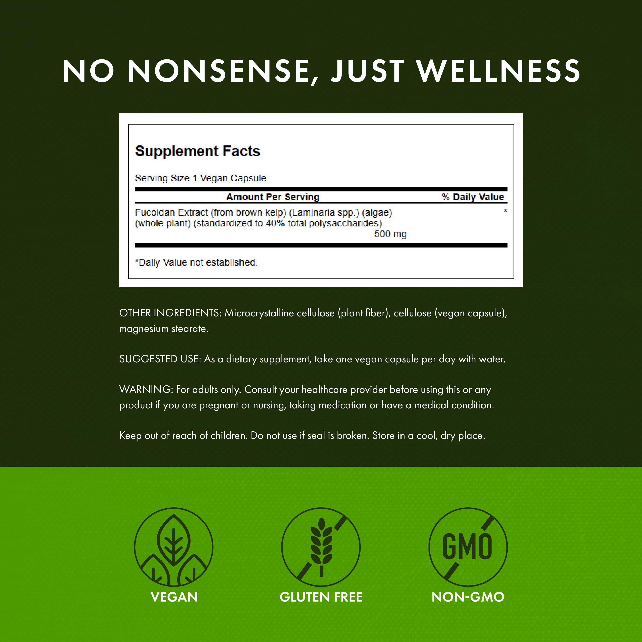 Swanson Fucoidan Extract label front highlights natural ingredients.