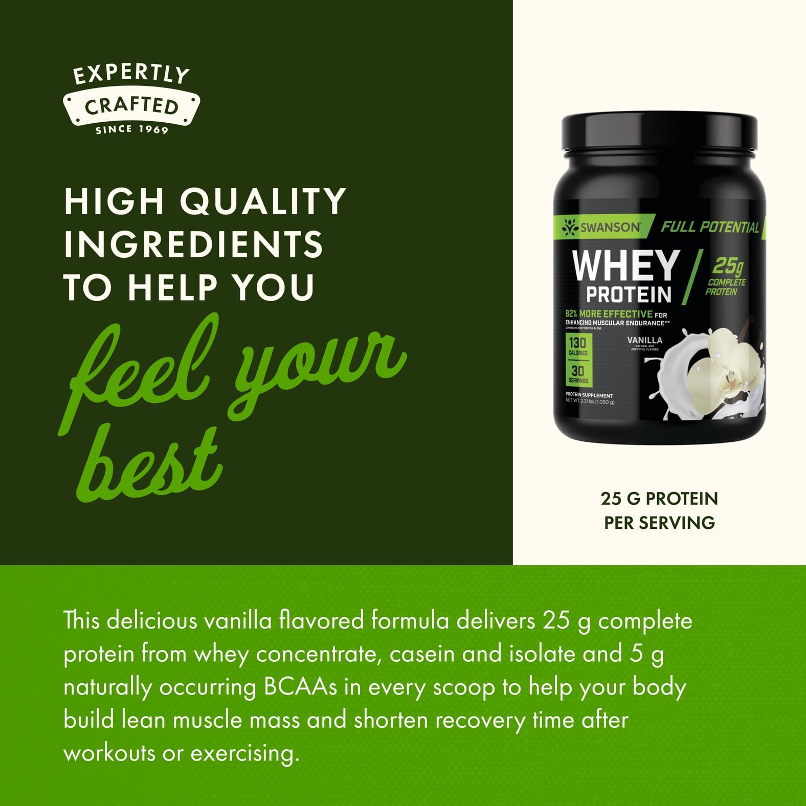 Swanson Full Potential Whey Vanilla mix with water shows creamy texture and smooth flavor