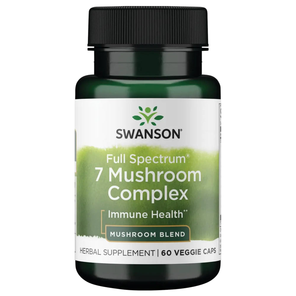 Swanson Full Spectrum 7 Mushroom bottle front for daily wellness.